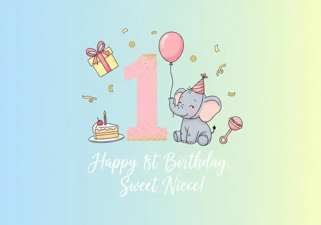 Cute & Simple 1st Birthday Wishes for Niece