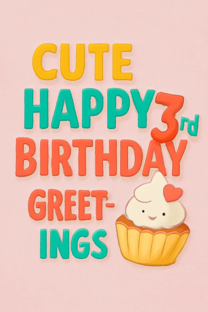 Cute Happy 3rd Birthday Greetings for a Toddler Who’s Growing Fast